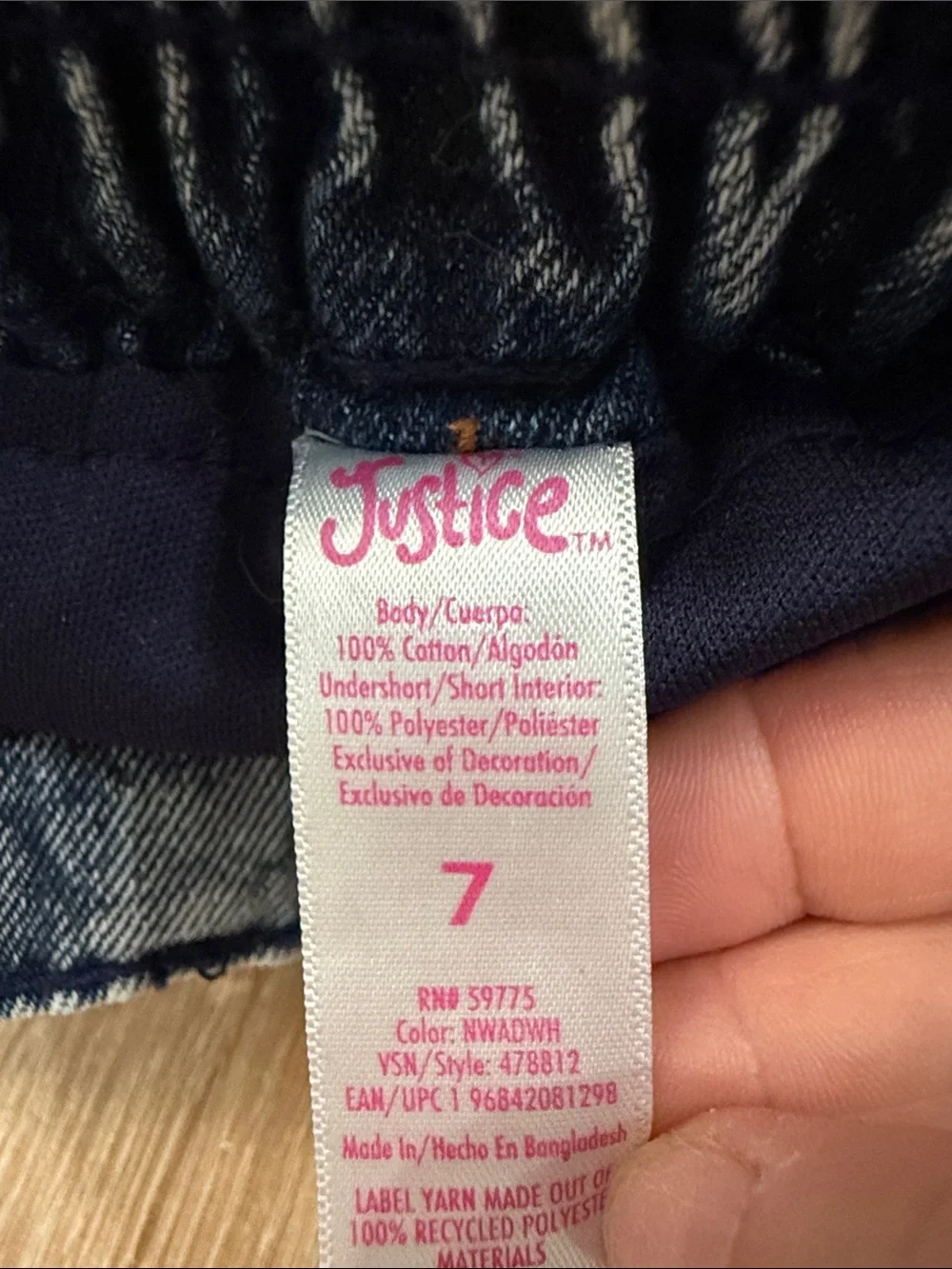 Justice Cargo Jean Skirt Girls Size 7 Denim